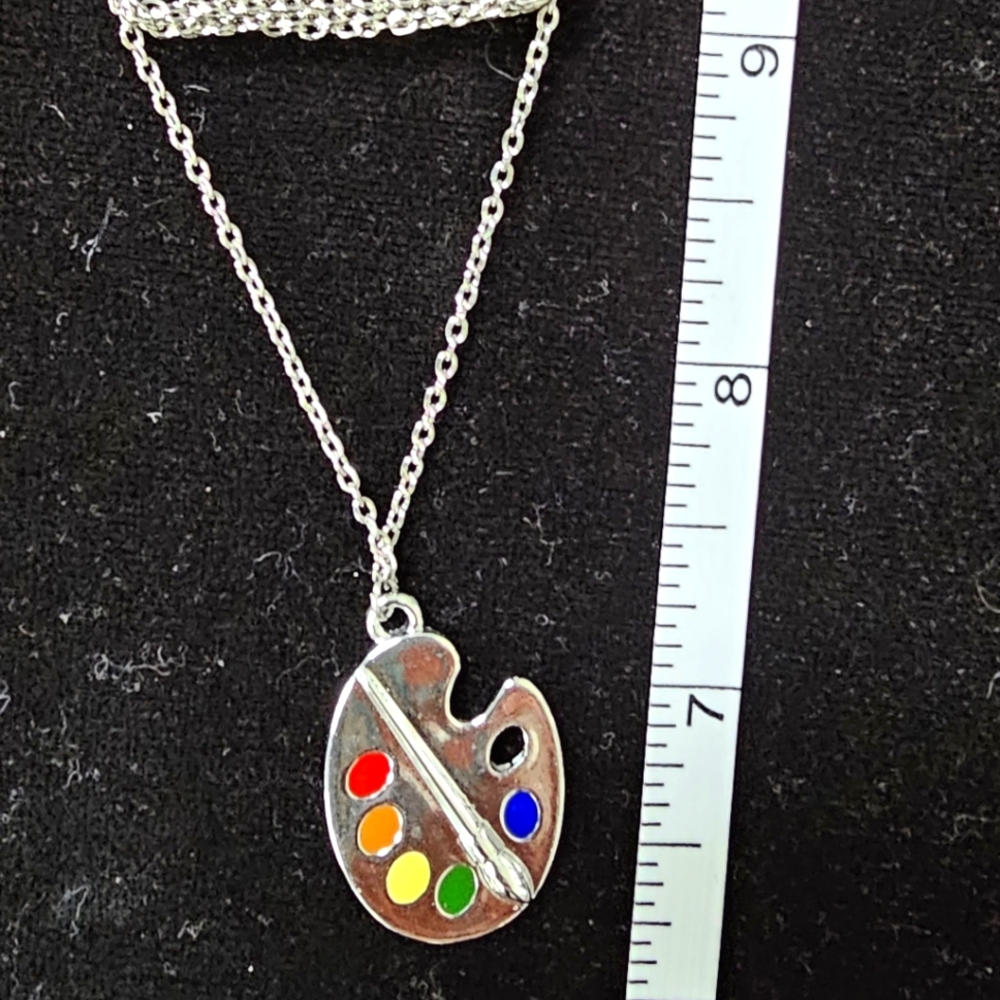 Silver Art Paint Palette Necklace